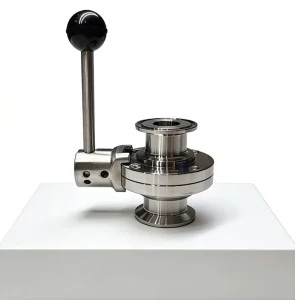 Sanitary Stainless Steel Butterfly Valve Clamp End with 4-Position Pull Handle for Food and Beverage