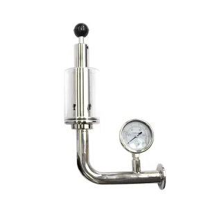 Sanitary Stainless Steel Clamped Pressure Tank Relief Valve with Gauge
