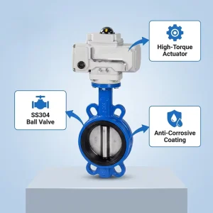 Sanitary Stainless Steel Heat-Resistant Electric Butterfly Valve with Detachable 12-Point Handle