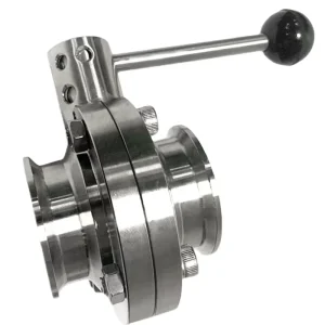 Sanitary Stainless Steel SS304 SS316L Manual Multi-Position Clamped Butterfly Valve with Stainless Steel or Plastic Handle