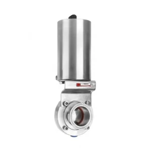 Sanitary Stainless Steel Spring Return Pneumatic Butterfly Valve Medium Temperature Butt Weld Water Silicone 1 Year