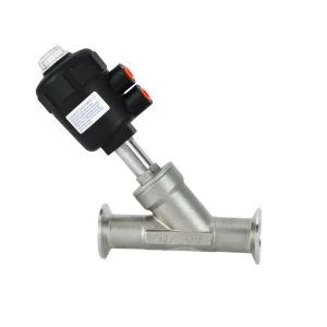 Sanitary Stainless Steel Tri-clamp Pneumatic Angle Seat Valve SYAV-1A03 PTFE Seal 1/2″-5″ Port Size