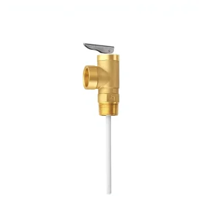 Shutoff Brass Temperature & Pressure Relief Valve Extension Probe Lever for Water Heater Storage & Temperature Regulation