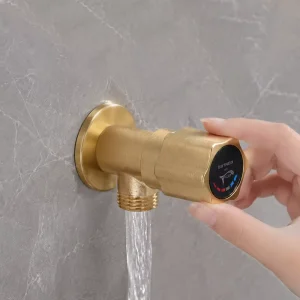Single Cold Water Control Valve 201 Stainless Steel Shut-Off Valve Gold Angle Valve for Bathroom