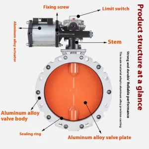 Single Double Flange Aluminum Alloy Pneumatic Powder Butterfly Valve for Cement Mixing Station Dedicated Use