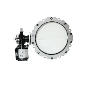 Single Flange Powder Butterfly Valve Alloy QT450 Body Silo Hopper Outlet Bulk Material Control Pneumatic AKD641X-16 Low