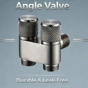 Sleek Brushed Metal Dual Handle Angle Valve Easy Install Standard 1 2 Thread Bathroom Water Valve