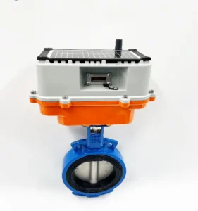 Smart Butterfly Electric Water Valve Solar Panel Digital Screen Control for Precision Agriculture