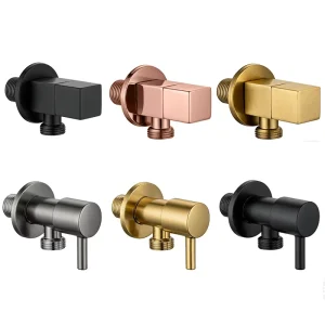 Square Chrome-Plated 304 Stainless Steel 90-Degree Quick-Open 1/2-Inch Bathroom Water Stop Valve