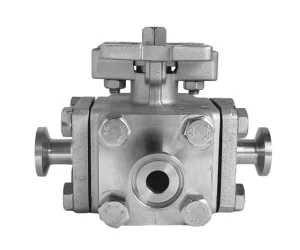 Square Three-Way Sanitary Quick-Install Manual Stainless Steel Clamp-Connection Water Ball Valve OEM