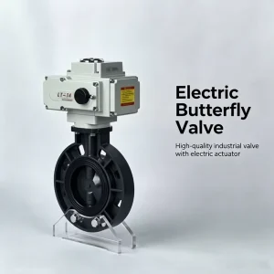 Stable On Off Control Function High Temp Media Compatible UPVC Plastic Wafer Electric Butterfly Valve