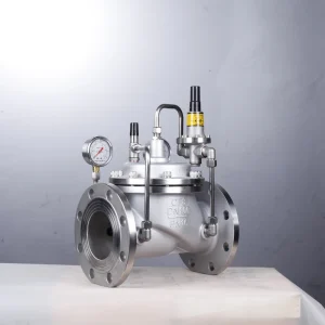 Stainless Steel 304 Flanged Diaphragm Pressure-Reducing Control Valve OEM Acid Hydraulic AC 220V Port Size 4