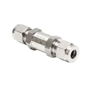 Stainless Steel 304 Manual Tube Fitted One Way Check Valve for Liquid/Gas Fluids Straight Through Structure Chemical Industry