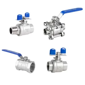 Stainless Steel 304 Sanitary Ball Valve 1PC BSP/NPT Threaded Ends Manual Control DN15-DN50 Silver Blue
