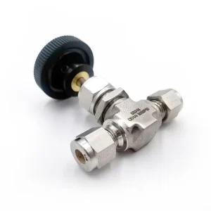 Stainless Steel 316 Needle Valve 6000 PSI for Gas Flow Control Instrumentation, 1/4 and 1/2 Inch Compression Ends