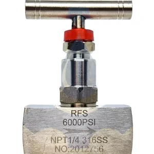 Stainless Steel 316 Straight Needle Valve 1/4 Inch NPT Female Connection 6000 PSI 2-Port Industrial Hydraulic Flow