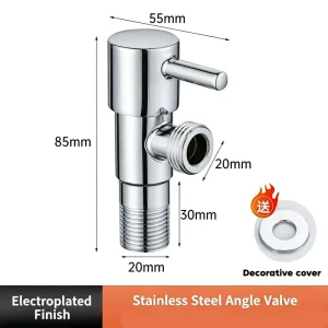 Stainless Steel 4 Points Universal Hot & Cold Water Angle Valve With Brass Core For Water Heater & Toilet