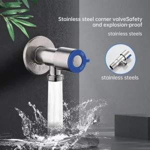 Stainless Steel 90-Degree Angle Stop Valve Ceramic Core Single Outlet Wall-Mounted Bathroom Basin Anti-Corrosion Nickel-Plated