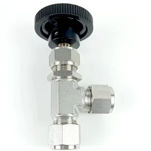 Stainless Steel Angle Needle Valve with Ferrule Fitting Manual 3000 psig 1/8-3/8 in Size