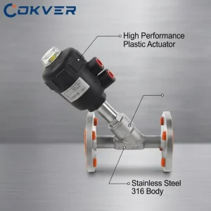 Stainless Steel Angleseat Valve Flange Plastic Cylinder Pneumatic Steam Valve with Control Structure