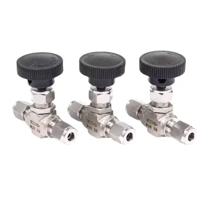 Stainless Steel Double Ferrule Forged Needle Valve 3000 PSI 8 10 mm 3/8 Inch 1/2 Inch OD Tube High-Pressure Integral Bonnet