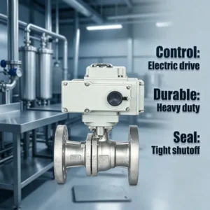 Stainless Steel Electric Two Way Flanged Ball Valve AC220V for Water Steam Supply System Sizes Dn15 Dn20 Dn25