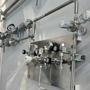 Stainless Steel Gas Transport System with Pressure Reducing Valves Ball Valves Needle Valves and Flanges