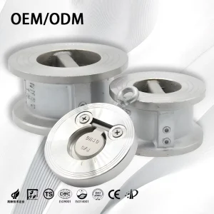 Stainless Steel Oil Non Return One Way Dual Plate Wafer Check Valve Silent for Chemical