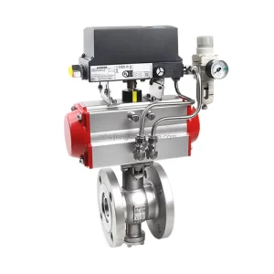 Stainless Steel Pneumatic Flanged V Port Ball Valve Anti Blocking V Pneumatic Flanged Ball Valve for Industry