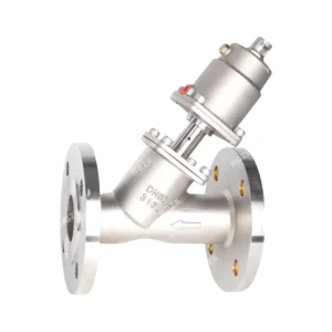Stainless Steel Pneumatic Globe Flange Angle Seat Valve DN15-DN100 mm, ANSI/JIS/GB/DIN, PTFE Sealing