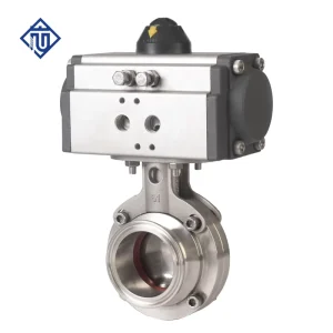 Stainless Steel Pneumatic Sanitary Clamp Butterfly Valve for Food Beverage Pharmaceutical