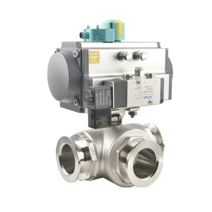 Stainless Steel Pneumatic Three-way Ball Valve for Water Flanged Connection 1/2 in Size OEM Customizable