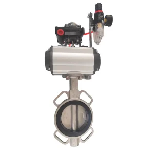 Stainless Steel Pneumatic Wafer D671X 16P Rubber Soft Sealed Quick Closing Environmental Protection Use Room Butterfly Valve