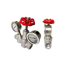 Stainless Steel Pressure Reducing Valve Group with Filter Double Gauge Screw Mouth Manual Drain Valves