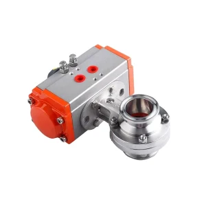 Stainless Steel SS304 316 Dn50 3 Inch Sanitary Tri Clamp Horizontal Pneumatic Actuated Butterfly Valve Ferrule Type