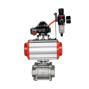 Stainless Steel SS304 SS316L Female Thread Three-Piece Ball Valve with Aluminum Pneumatic Actuator for Water OEM