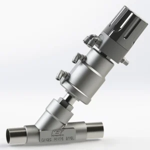 Stainless Steel Sanitary Pneumatic Angle Seat Valve SS304 SS316 Manual Power for Food Industry