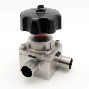 Stainless Steel Square Body Manual Aseptic Diaphragm Valve SS316L Butt Weld Pharmaceutical Grade Handwheel 3 Way Diaphragm Valve