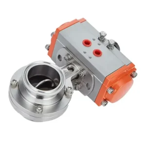 Stainless Steel Tri Clamp Pull Handle Actuated Pneumatic Sanitary Butterfly Valve