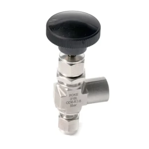 Stainless Steel Twin Ferrules to Female Thread 90 Degree Angle Needle Valve
