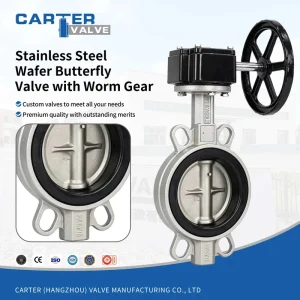 Stainless Steel Wafer Butterfly Valve CF8 304 Worm Gear Operated EPDM Silicone Soft Seal Food Pharma Water Base DIN PN16