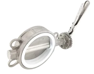 Stainless Steel Wafer Butterfly Valve D71F 16P Handle & Worm Gear PTFE Lined Corrosion Resistant Manual Soft Sealed Valve