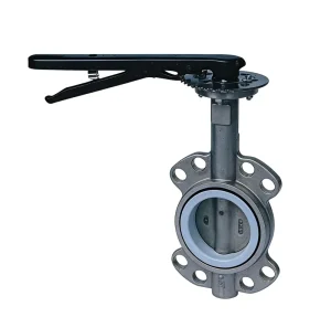 Stainless Steel Wafer Butterfly Valve Manual Lever Operated PTFE Seat for Water Oil Gas Industrial Pipeline