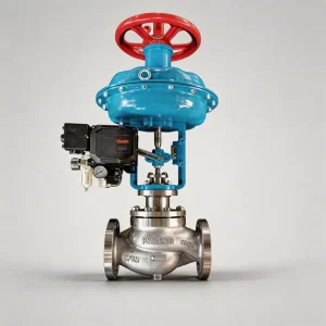 Steam Flow Regulating Pneumatic Diaphragm Control Valve CF8M Stainless Steel with Air Regulator Manual Operation and Handwheel