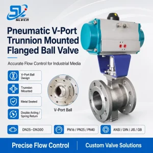 Stellite Metal Seat Pulp Slurry Control Pneumatic Actuated Trunnion Mounted V Port Flanged Ball Valve for Pulp Paper Industry