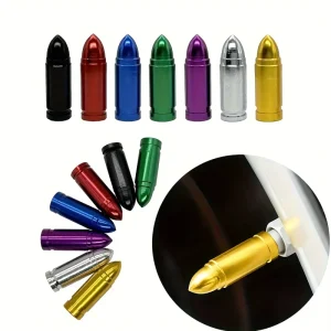 Stylish Aluminum Alloy Bullet Shape Tire Valve Stem Caps Universal Dustproof Airtight Seal Decorative Cover for Car Bike SUV