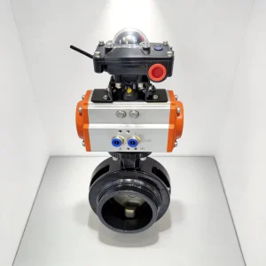 Suntex STV DEGB 4 ISO9001 Certified Pneumatic Ductile Iron Body Double Eccentric Butterfly Valve 4 Inch Port Size for Water