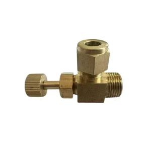 Thickened Brass External Thread Ferrule Needle Valve Right-Angle Stop Valve High-Pressure Adjustable for Tracheal Tube