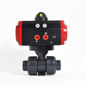 Threaded Glue Connection 1 2 Inch DN15 Double Acting Plastic PVC Pneumatic Actuator Ball Valve