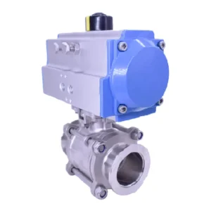 Three Piece Vacuum Ball Valve with Pneumatic Actuator